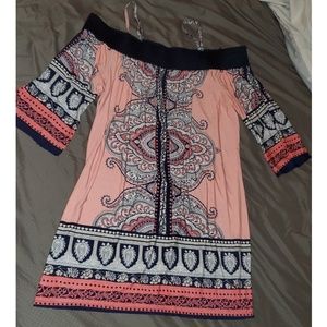 Paisley Design Off the Shoulder Dress